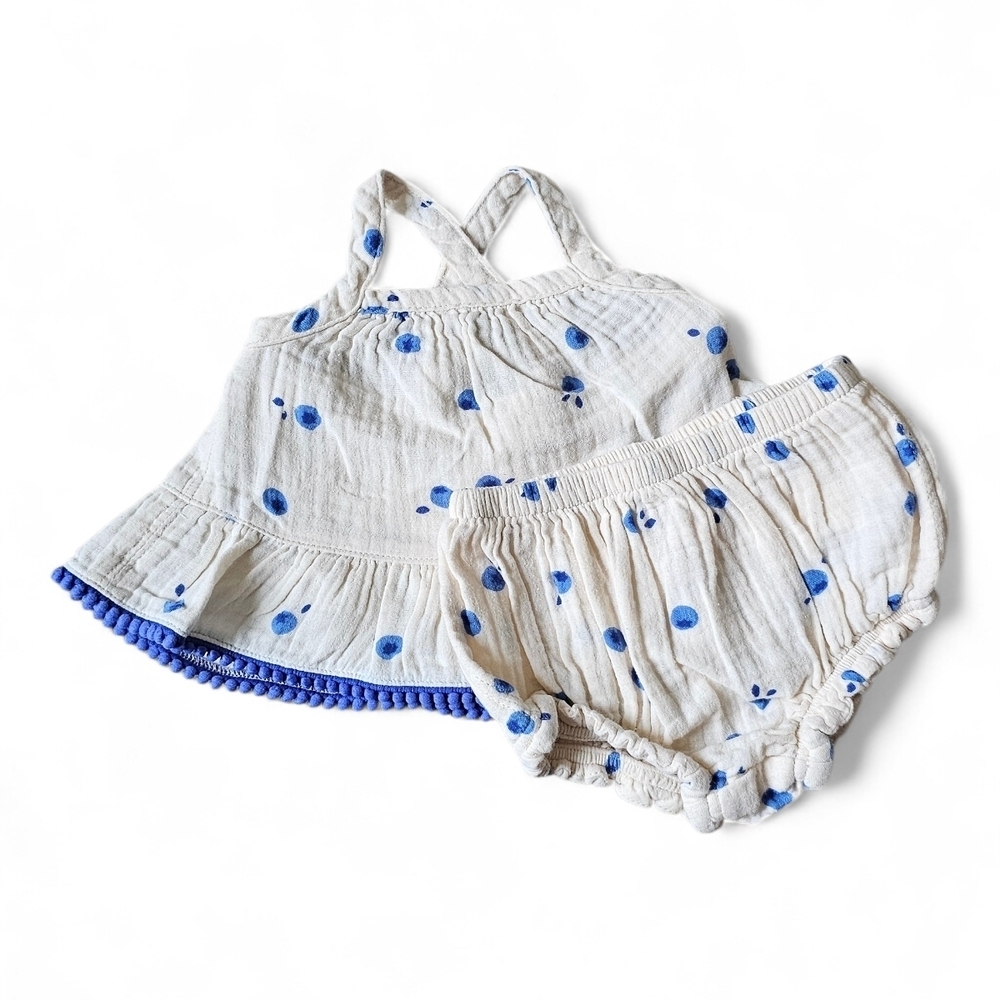 Cat & Jack Cream and Blue Polka Dot Diaper Cover Set